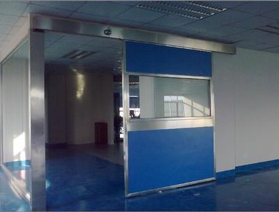 Which type of automatic door is suitable for a spray room
